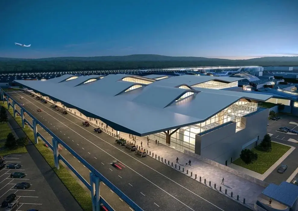 Rendering of the modernized Pittsburgh International Airport terminal roof.